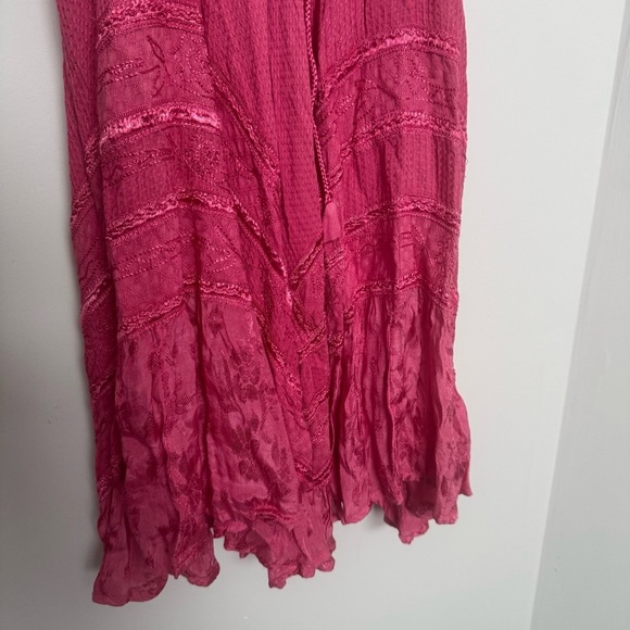 Vintage pink lace up summer sundress coquette Fairycore boho hippie OS - Picture 4 of 7